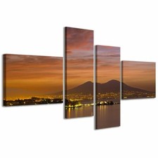 Quadro Moderno 200 x 100 cm Stampa su Tela Canvas 4 pz XXL Vesuvio 016