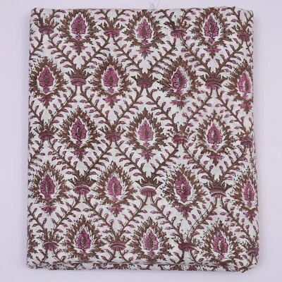 Tissu artisanal de couture 100 % coton imprimé floral indien à la main de 5 m... - Photo 1/4