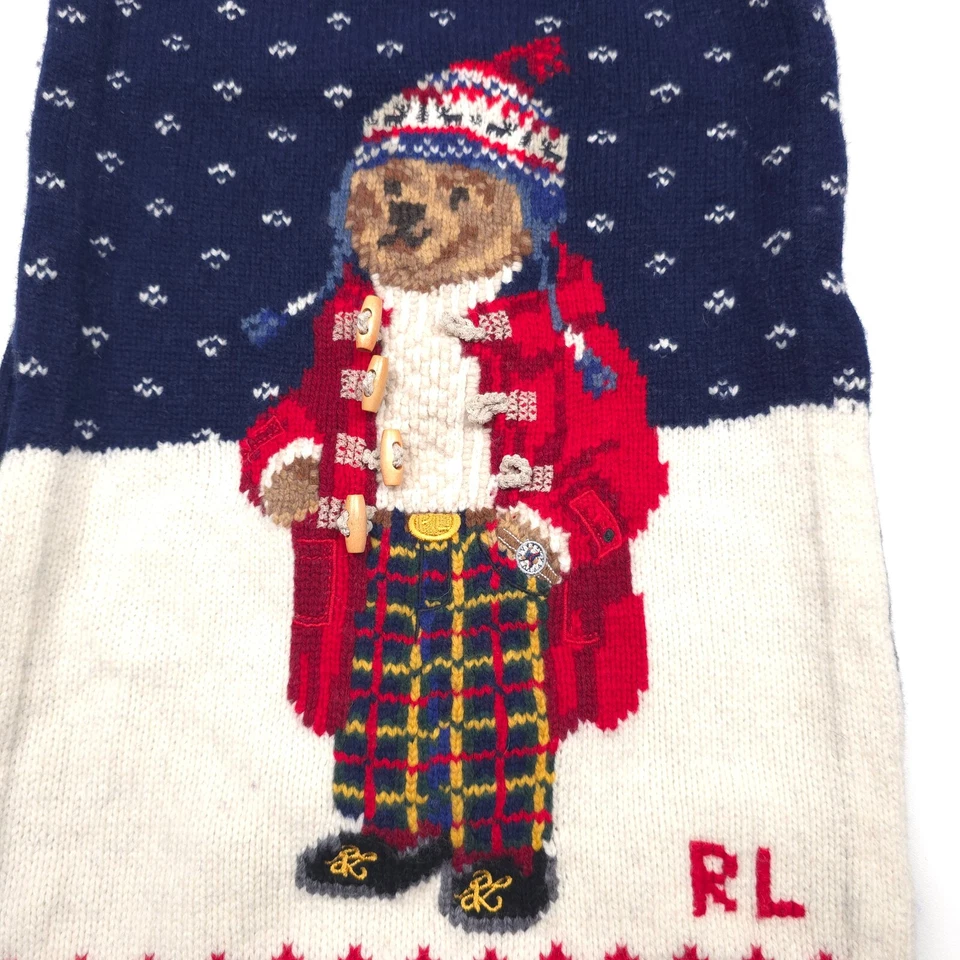 $448 Polo Ralph Lauren Holiday Bear Fair Isle Lana Cachemira Bufanda Para Hombres Talla Única Foto 3 de 4