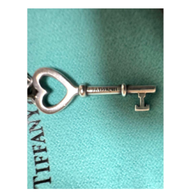 Tiffany & Co. Sterling Silver 925 Heart Key Pendant Necklace W/Box