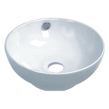 Rok Round Bowl Shaped Bathroom Vessel Sink, 16-1/2" Diameter, White Porcelain