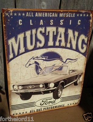 Vintage Ford Mustang Classic Tin Metal Sign Auto Muscle Car Garage Pony American