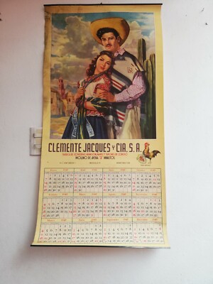 Antique Vintage CLEMENTE JACQUES Wall Calendar Mexican folk art from 40's  rare | eBay