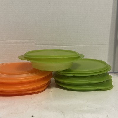 Tupperware Flat Out Expandable Collapsible Containers Bowls 14 Pc 3Orange 4Green