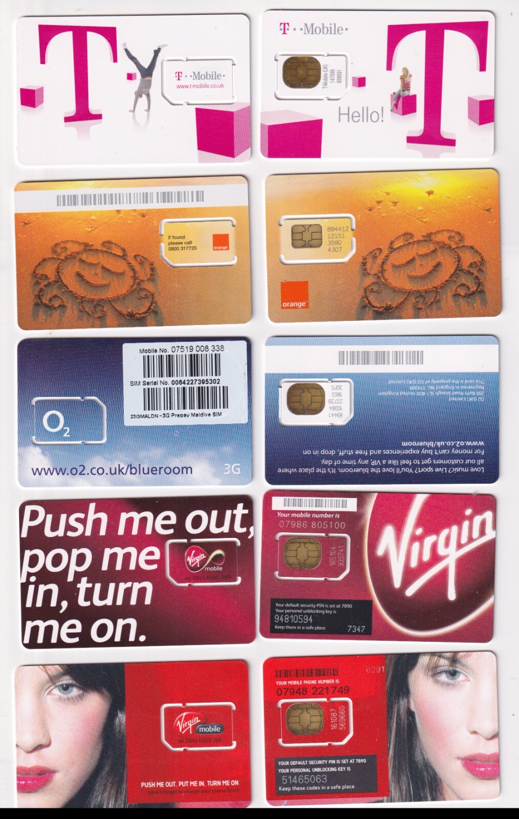 GREAT BRITAIN - 5 Different Chip SIM Phonecards