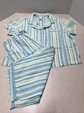 Rebecca Malone Intimates Women's Large Striped Pajamas Short Sleeve Capri Set