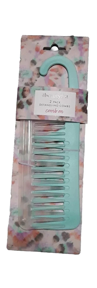 Peines de ducha de dientes anchos premium de 2 piezas para desenredar cabello rizado húmedo grandes Foto 4 de 4