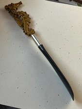 Mustard Colored Carved Plastic Sea Horse Shoe Horn   11.75 inches long x 1.5 inc