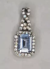 BR SUN silver Tone Blue Topaz With Small Crystals Pendant