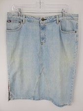 Vintage Tommy Hilfiger Skirt Womens 36" Waist Light Faded Wash Y2K Modest