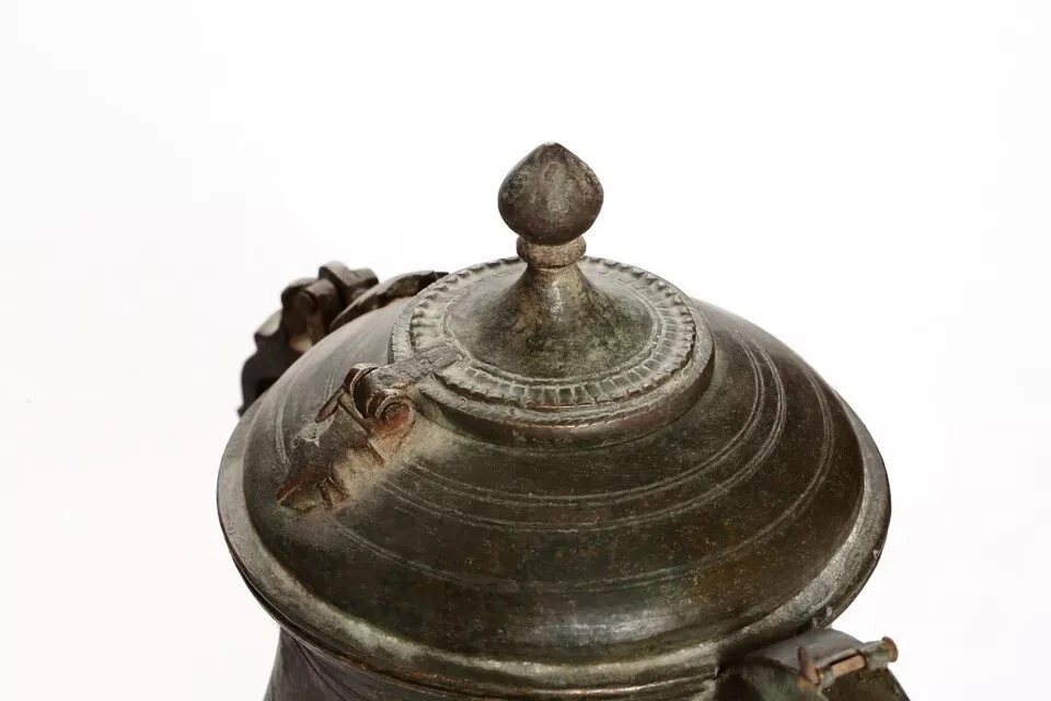 Ancient Bronze Mughal Hand Carved Ornate Kashmiri Samovar - Image 2 of 4