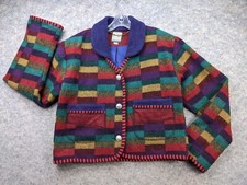 CB Wraps Canvasbacks Blazer Womens S Multicolor Patchwork Wool Blend USA Made