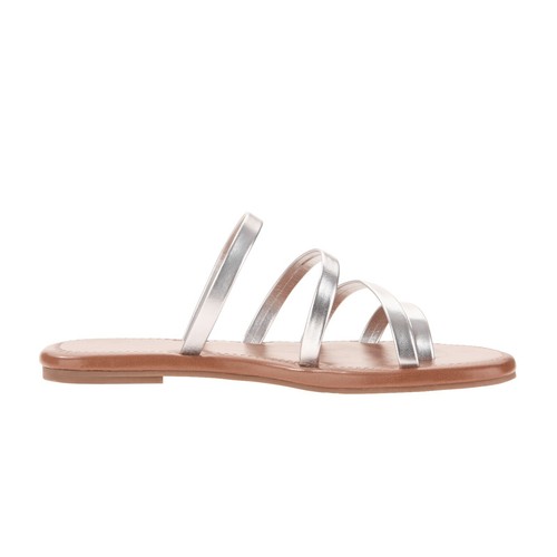 SILVER STRAPPY SLIDE SANDAL size 