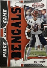 2022 Panini Certified JOE BURROW PIECE OF THE GAME RED PATCH #’d 64/75 Bengals!