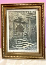 Signed/ Framed GEISSENDORFER  Rothenburg  Ob Tauber  ETCHING EUC 9.5 X 7.5"
