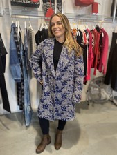 Desigual Floor Double Breasted Blue Herringbone Coat 23wwewa9