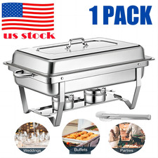 Chafing Dish Buffet Set 6 Pcs 9 QT Stainless Steel Chafer for Catering W Clip