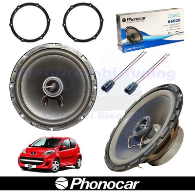PHONOCAR 66026 16.5cm Coaxial 2-Way Car Speakers Front Rear 60W For Peugeot 107