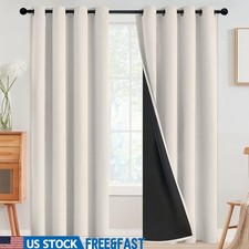 Heavyweight Blackout Curtains 2 Panels Triple-Weave Grommet Window Drapes New