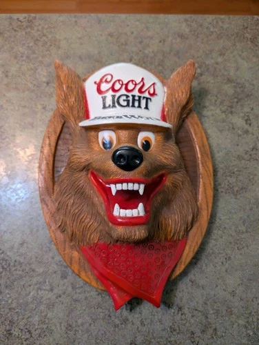 Vintage 3D Resin Wall Advertising Sign COORS LIGHT BEER WOLF