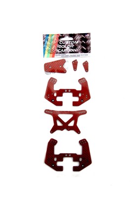 Team Associated RC10 4WD Ruby Red Carbon Fiber 6 Piece Kit Bonus Big Bore Front