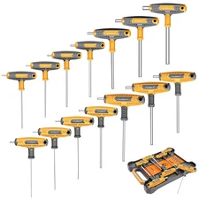 14 PC SAE & Metric T-Handle Allen Wrench Set with Storage Box Two-Tip Design