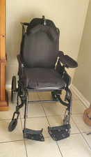 Black Manual Wheelchair 4-Wheel w/ Adjustable Footrests  Padded Armrests
