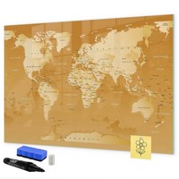Glas Magnetboard Mit Schwarzem Marker Schwamm 5 Neodym-Magneten Weltkarte