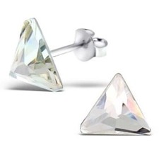 254 Sterling Silver Triangle Made With Swarovski Crystal Earrings (Pluto)