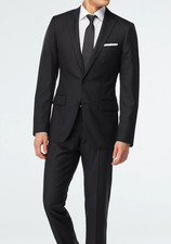2025 CALVIN KLEIN Black Full Suit 48R Stretch Wool