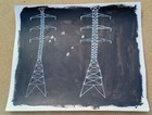 Original 14 by 17-inch Abstract Mixed Media Painting Serious Power Lines — photo 1