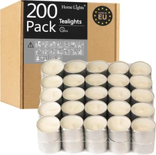Homelights Tealight Candles - 8 Hour Long Time Burning, Giant 100,200,300 Packs 