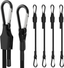 12 Inch Adjustable Bungee Cords with Carabiner Hooks, 4 Pack Heavy Duty Outdoor