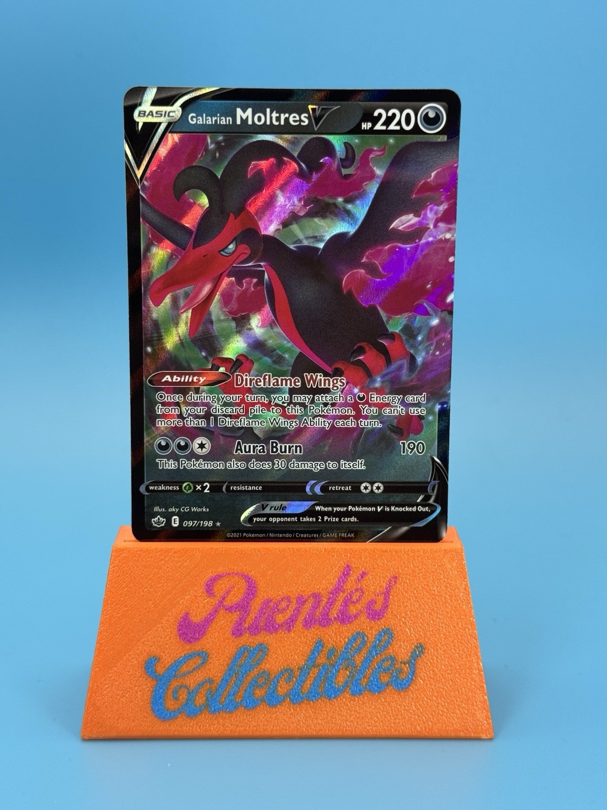 Pokemon TCG Galarian Moltres V Sword & Shield Chilling Reign 097/198 NM