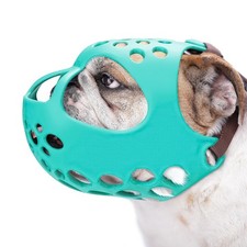 BARKLESS English Bulldog Muzzle for Biting, Breathable Short Snout Muzzle Teal