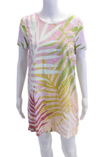 MINKPINK Women's Round Neck Short Sleeves Multicolor Mini Shift Dress Size S
