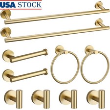 Premium Stainless Steel Towel Rack Bathroom Set W/ Hooks Toilet Paper Holder New