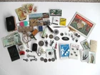 Vtg Junk Drawer Lot Coins Keys 1909 V.D.B. Penny Matches Fisher Body Tag Coke ++