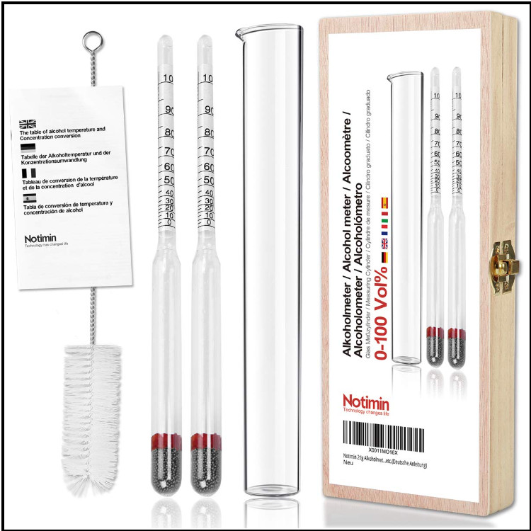 Alkoholmeter 0-100 Vol 2tlg Glas Messzylinder Reinigung