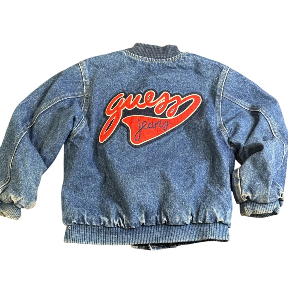 VTG 80's-90's Rare Guess Denim Spell Out Jacket Size Kids XL 6 - 6X/7 flannel  - Image 2 of 4