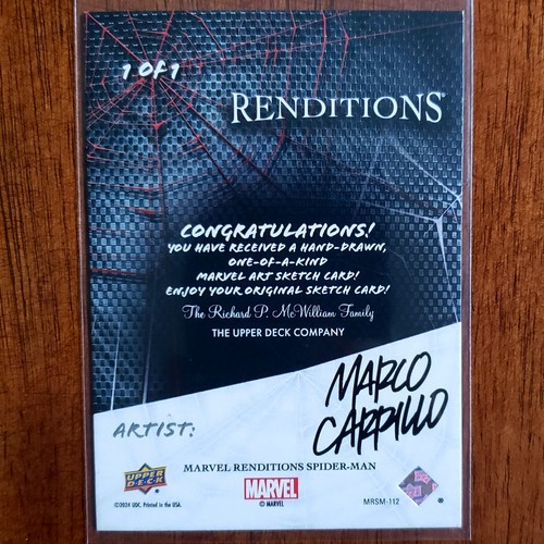 2024 Marvel Renditions Scorpion 1/1 Sketch Card Spider-Man Marco Cappillo Auto - Picture 2 of 3