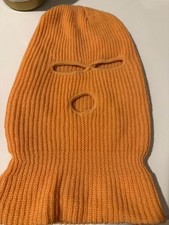 VINTAGE Unbranded Balaclava Hat Face Ski Mask One Size Unisex Peach Knit 3 Holes