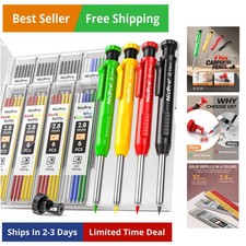 4 Pack Carpenter Pencil with Sharpener, Mechanical Carpenter Pencils with 52 ...