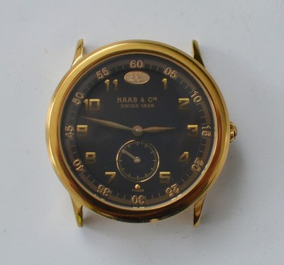 Haas & Cie Swiss 1848 Herren Armbanduhr Quartz Small Seconds vergoldet