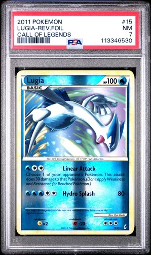 2011 POKEMON CALL OF LEGENDS LUGIA #15 REVERSE FOIL PSA 7 NM #113346530