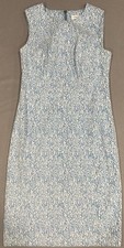 Calvin Klein Womens Dress 8 Blue White Abstract Print Sleeveless Sheath Designer