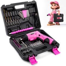 55-Piece Kids Real Tool Set, Electric Cordless Drill Tool Kit for Children wi...