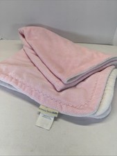 Pottery Barn Kids Pink Velour Baby Blanket Reverses To White 38  X 30  