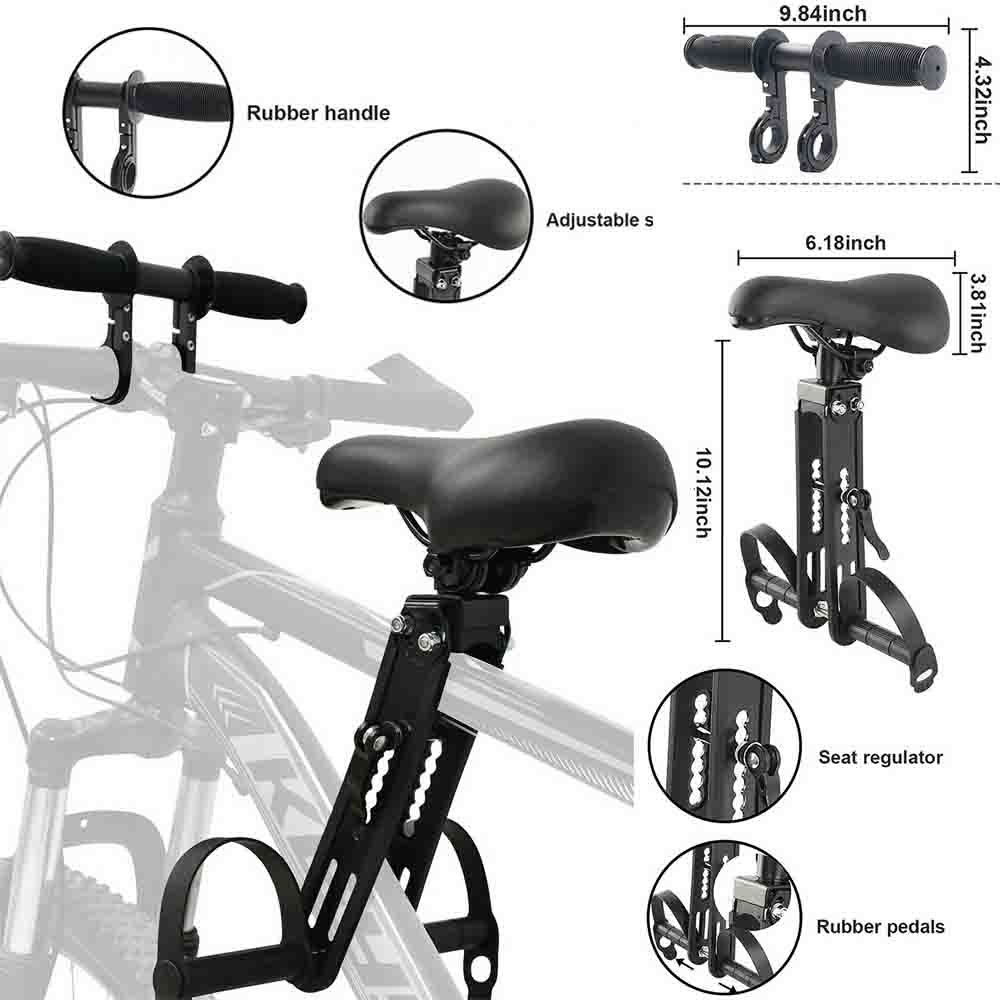 Kids Bike Seat Front Mounted + Handlebar Detachable Front Mounted Toddler Seat