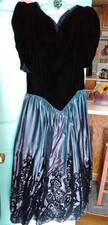 Vtg Scott McClintock Black Velvet Iridescent Skirt Tule Slip Size 12 Smoke Free